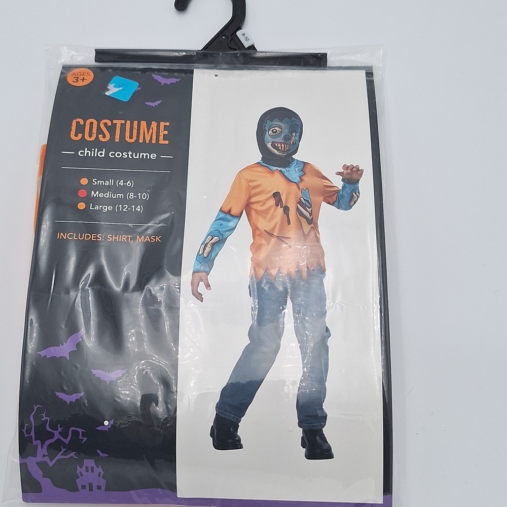 Spooky Kids Zombie Costume with Mask - Blue and Orange